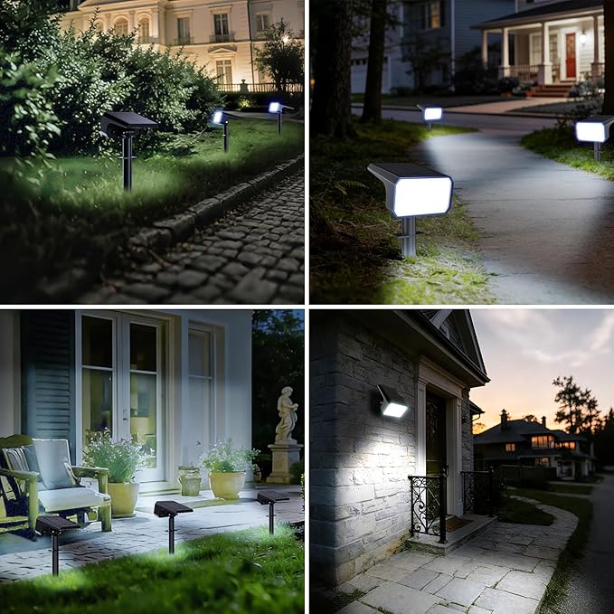 Fabrito Solar Spot Lights Outdoor 4 Pack, [108Leds, 4 Modes] Auto On/Off Spotlights, IP67 Waterproof Landscape Lights for Tree, Yard, Patio, Pool, Pathway, Driveway, Cool White