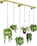 Plant Haning Rod, Hanging Planters for Indoor Plants with 6 Chains, Wall Plant Hanging Bar for Window Celling, 65.7 Inch, Metal Gold, Pots Not Included