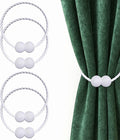 Hion Magnetic Curtain Tiebacks White 4 Pack, Curtain Tiebacks Buckles Holdbacks Holders Hooks Clip for Home Bedroom Office Decorative Thick or Thin Curtain
