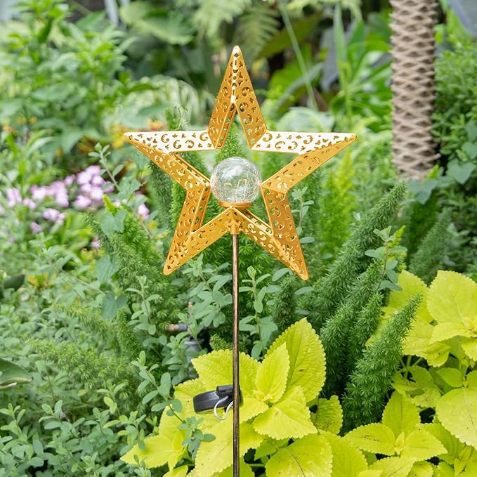 Star Solar Lights Garden Outdoor Decor Waterproof Metal Solar Stakes Lights for Patio Yard Walkway Lawn Patio Garden Gifts