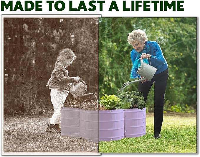 Plant & Plot Galvanized Raised Garden Beds Outdoor // 3×3×1 ft Planter Raised Beds for Gardening, Vegetables, Flowers // Large Metal Garden Box (Lavender) // Patented Tool-Free Design