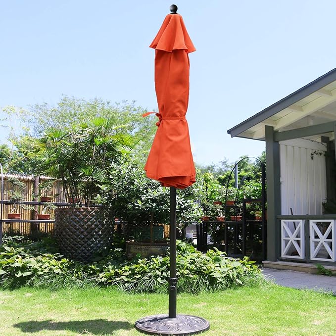 Sunnyglade 9Ft Patio Umbrella Outdoor Table Umbrella with 8 Sturdy Ribs (Orange)