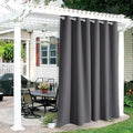 RYB HOME Outdoor Curtains for Patio Waterproof Block Sunlight Thermal Insulated Privacy Assured Thick Outside Curtains for Porch, Gazebo, Pergola, W84" x L95", Grey, 1 Panel