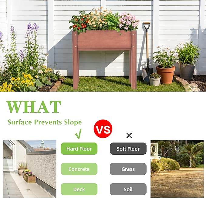 Raised Garden Bed with Legs, 31x16x31'', Outdoor Wood Elevated Planter Box, Thick Legs, w/Liner