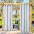 NICETOWN Outdoor Curtain Waterproof & Windproof, Energy Smart Thermal Insulated Grommets Room Darkening Deck Outdoor Curtain/Drape, Windproof for Winter Cold (1 Panel, W52 x L95, Greyish White)