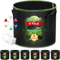 5 Gallon Fabric Grow Bags 6-Pack, Thickened Aeration Planter Bags with Handles Plant Tags Seedling Bags for Outdoor Indoor Vegetable Garden, Black