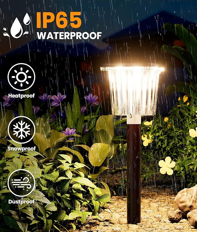 Super Bright Solar Garden Lights Powered 8 Pack,Adjustable Warm&Cool White,Waterproof IP65 Solar Pathway Outdoor Decor Landscape Lighting Outside for Front Yard/Patio/Walkway/Driveway/Lawn/Path Light