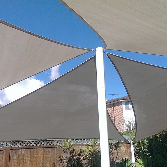 E&K Sunrise 24' x 24' x 24' Sun Shade Sail Triangle Canopy Shade Cover UV Block for Patio Backyard Garden Outdoor (Light Gray)