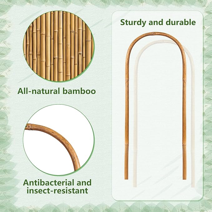 Bamboo Trellis, 20 Pack U-Hoop & U-Shape Garden Trellis with Twist Ties, 16" for Indoor & Outdoor Plants