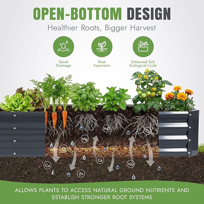 INNO STAGE 2 Pcs 8×4×1ft Galvanized Raised Garden Bed Kit, Galvanized Planter Raised Garden Boxes Outdoor, Large Metal Raised Garden Beds for Vegetables, Flowers, Herbs, and Succulents, Grey