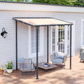 Aoxun 8x5 Lean to Gazebo Outdoor Pergola with Water Resistant & UV-Resistant, Wall-Mounted Canopy with Sloped Roof for Backyard, Deck, Patio or Garden Khaki