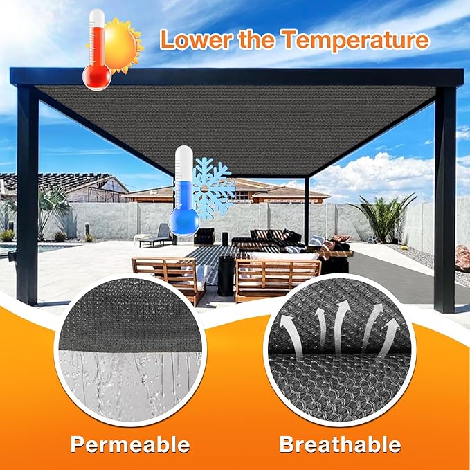 Artpuch Outdoor Pergola Shade Cover 6x20 FT Sun Shade Cloth with Grommets Dark Grey 90% UV Protection Canopy Patio Privacy Screen (Customized Available)