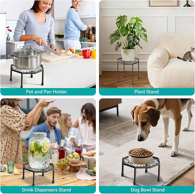 5-Pack Metal Plant Stands for Outdoor Indoor, Anti-Rust Iron Flower Pot Stand, Heavy Duty Plant Pot Shelf for Multiple Plant, Decoration Racks for Home, Patio & Garden (Black)