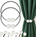 Hion Magnetic Curtain Tiebacks Grey 2pcs, Curtain Tiebacks Buckles Holdbacks Holders Hooks Clip for Home Bedroom Office Decorative Curtain