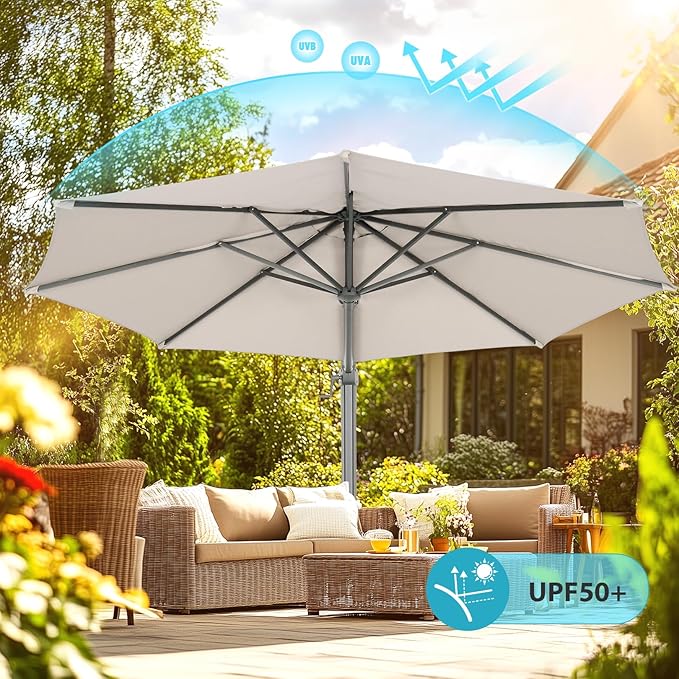 HOTEEL10x10ft Patio Umbrella Cantilever Umbrellas - Upgrade and Intensify - 360 Rotation and 5 Angles Adjustment - Aluminum Offset Pool Umbrella Outdoor Umbrellas for Patio Garden Pool