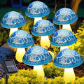 Solar Mushroom Lights Garden Decor 8 Blue Crack Mushrooms Outdoor Decor Stake Lights, Waterproof Solar Pathway Light Gardening Gifts for Landscape Easter Gnomes Yard Halloween Christmas Decorations