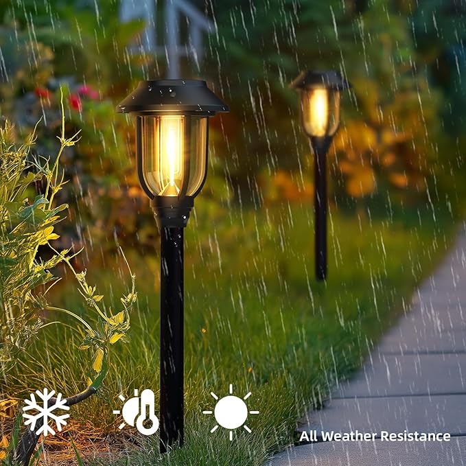 12 Pack Solar Pathway Lights Outdoor, Dusk to Dawn Solar Lights Outdoor Waterproof,Solar Garden Lights Solar Powered, Landscape Lighting for Yard Walkway Driveway Path Warm White