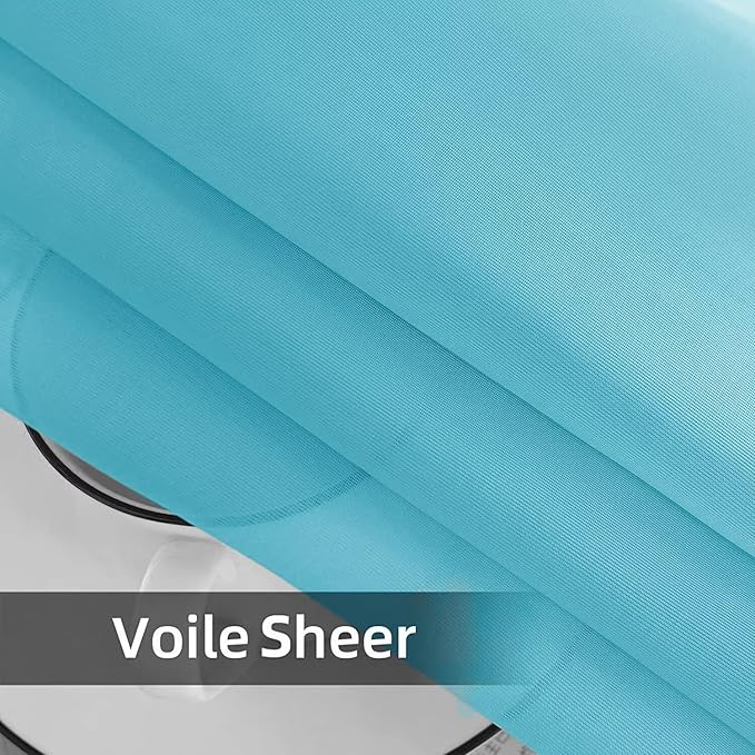 SpaceDresser Waterproof Outdoor Sheer Curtains for Patio - 2 Panels Rod Pocket Indoor Voile Sheer Curtain for Living Room,52W x 108L inch, Aqua