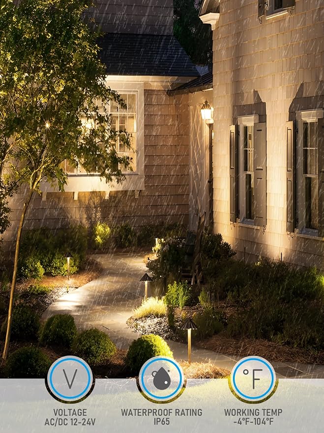 LEONLITE 3CCT Low Voltage Pathway Lights, LED Landscape Path Lights, 3000K/4000K/5000K, Ruffles Head, 12-24V AC/DC, IP65 Outdoor Walkway Light, Oil Rubbed Bronze Aluminum, Pack of 6