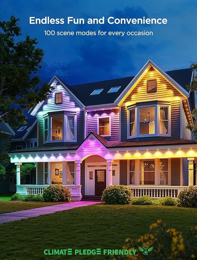 Govee Permanent Outdoor Lights 2, 100ft RGBIC Outdoor Lights with 16 Million Colors and 100 Scene Modes, IP67 Waterproof, Holiday & Party Decorations, Works with Alexa, Google Assistant, White