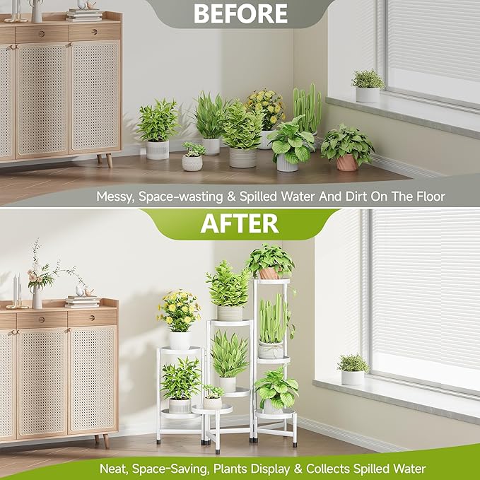 8 Tier Plant Stand Indoor, Tiered Plant Stand Outdoor for Multiple Plants, Corner Plant Shelf for Patio Balcony Porch Garden Living Room House,White