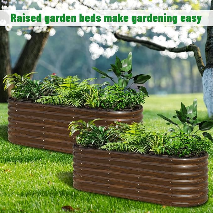 SnugNiture Galvanized Steel Raised Garden Bed Kit, 2 Pcs 6x2x2 ft Large Metal Planter Box Outdoor for Gardening Vegetables, Flowers and Fruits