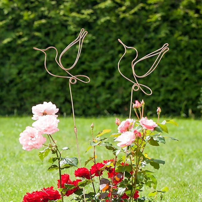 Hummingbird Decor Garden Stakes Decorative Set of 2, Hummingbirds Metal Wire Decor 23.62 inches x 6.69 inches,Decorative Stakes for Flower Pots, Planters, and Flower Beds