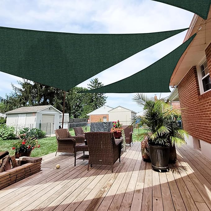 Patio Paradise 10' x 10' x 10' Sun Shade Sail Triangle Canopy Shade Cloth Fabric Sunlight Block Patio Pergola Cover HDPE Deck Awning for Outdoor Backyard Roof Shading, Green