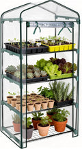 Worth Garden 4 Tier Mini Greenhouse - 63'' H x 27'' L x 19'' W - Sturdy Portable Gardening Shelves with PVC Cover - Small Green House Use in Indoor & Outdoor for Plants Flowers