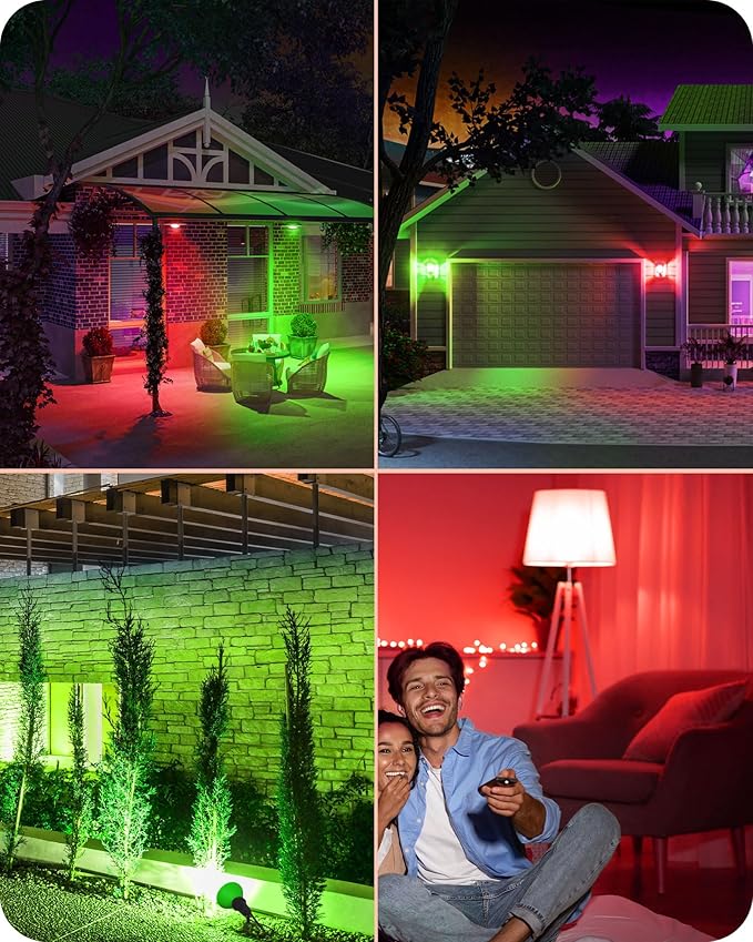 EDISHINE St.Patrick's Day/Easter Decorations PAR38 Red & Green LED Flood Light Bulbs Outdoor, Dimmable LED Light Bulb, 18W(120W Equivalent), Outdoor Weatherproof Light Bulb, E26 Base, 4 Pack