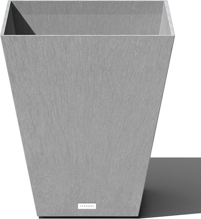 Veradek Pure Series Nobleton Plastic Planter - Large Pots for Indoor or Outdoor Porch/Patio | Durable All-Weather Use with Drainage Holes | Modern Planter Décor for Flowers, Shrubs, Trees