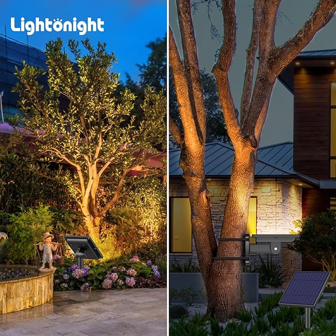 Solar Lights Outdoor Solar Flood Dusk to Dawn Lights 4400mAh 3000K Warm White Auto On/Off with 16.4Ft Cable IP65 Waterproof for Outside Front Door Barn Garden Garage Yard Patio Pool