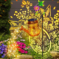Solar Powered Hummingbird with Flowers Watering Can Lights Waterproof Outdoor Garden Decor with Shepherd Hook, Hanging Lights for Yard, Porch, Backyard Perfect Christmas Gift for Women, Mom, Grandma