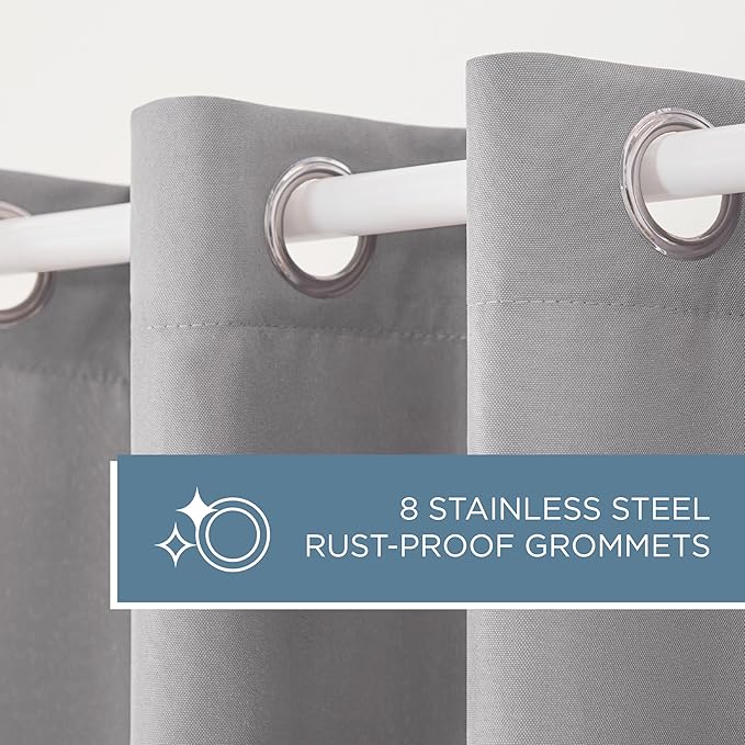 TOWN & COUNTRY BASICS Heavyweight Grommet Curtain, Cloud Grey | Light Filtering | Indoor Outdoor | Water Repellent | 54"x84", Pack of 12