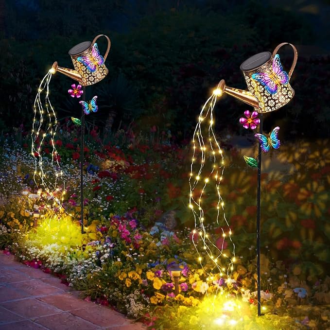 Solar Watering Can with Lights Outdoor Garden, 41" Tall Waterproof Garden Stake Lights Decoration for Yard Lawn Patio Pathway Front Porch Landscape Gardening Gifts for Mom Grandma Women Birthday Gift