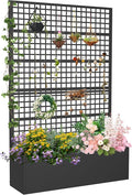 Metal Planter Box with Trellis 47" L x 16" W x 72" H, Raised Garden Bed with Privacy Screen, Privacy Planters for Climbing Plants, Flowers, Vegetables, Fruits