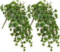 Hollyone 2pcs Artificial Hanging Plants 24" Fake Ivy Vine Faux Ivy Leaves Hanging Plant Greenery for Wall House Room Patio Indoor Outdoor Home Shelf Office Wedding Decor, UV Resistant