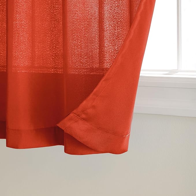 TOWN & COUNTRY BASICS Cabana Solid Heavyweight Indoor Outdoor Curtains, Light Filtering Opacity with Grommet Top, Water Repellent, 2-Pack Set, 54"x96", Mecca Orange