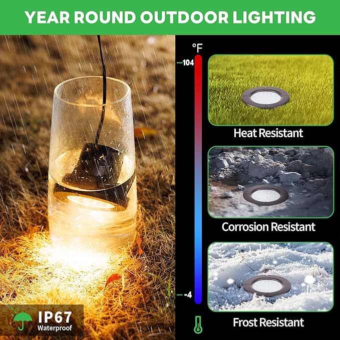 Ground Well Lights, Landscape LED Low Voltage Inground Lights, Outdoor Waterproof IP67, 12V Wired Aluminum ORB for Backyard Wall 6W 580LM 8 Pack