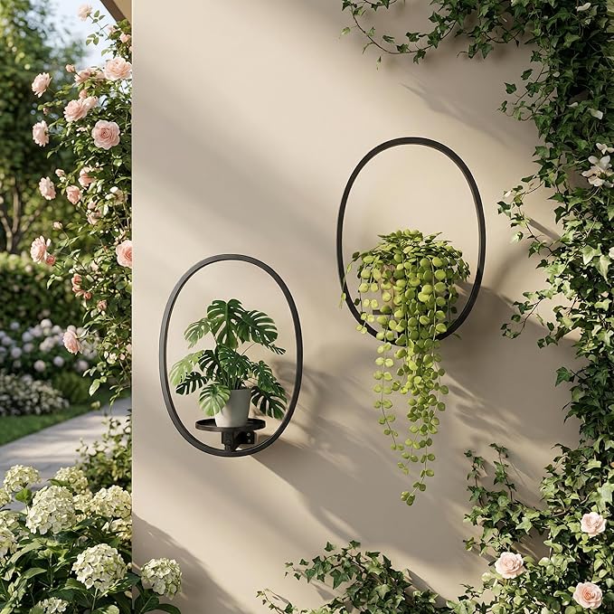 2 Pack Plant Stand Indoor Outdoor Hanging Planters for Plants Wall Plant Holder for Indoor Plants Plant Frames Wall Decor for Livingroom Bedroom Balcony Patio