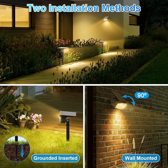 Solar Spot Lights Outdoor, [57 LED/10 Pack] Solar Lights Outdoor IP65 Waterproof, 3 Modes Solar Powered Landscape Spotlights for Garden Yard Outside Patio Pathway Pool(Warm White)
