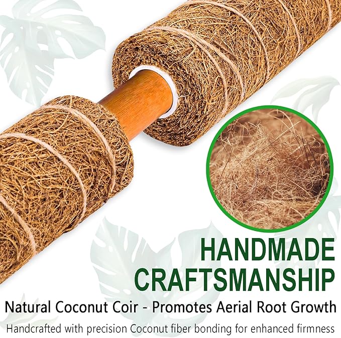 Soupiar 2 Pack 22 Inch Stackable Moss Pole - Thick & Sturdy Natural Coir Totem Plant Support & Garden Stakes for Monstera & Pothos, Indoor Climbing Vining Houseplants, 38”H Max