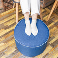 Outdoor Ottoman Outdoor Ottomans for Patio 19x12 Inches Modern Lightweight Foam Stuffed Pouf Outdoor Footstool Footrest Foot Stool Waterproof (Blue)