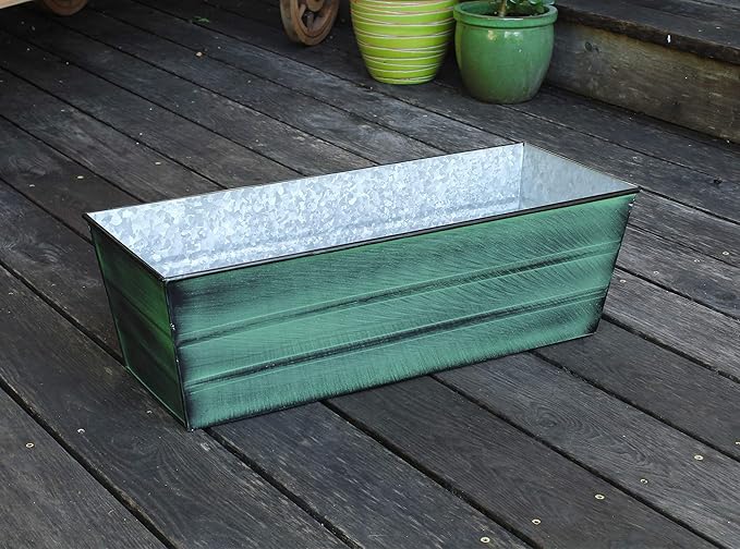 Achla Designs Galvanized Window Flower Box Planter-Green-Medium (24" L x 9.5" W x 7.5" H)