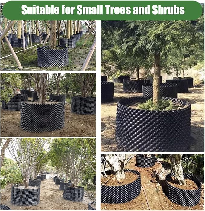 Air Pruning Containers, 40 Gallon Air Pruning Planters, Sturdy Plastic Roots Control Planter Container for Tree Grow Outdoor, Garden Self-Planting Planters, Size 24"x24", Black, 2P