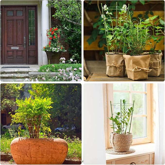 4 Pack Plant Support Tomato Cages for Garden, 18 Inches Small Tomato Cages and Supports with Adjustable Rings for Garden Pots, Plant Stakes Tomato Trellis Rings for Climbing Plants