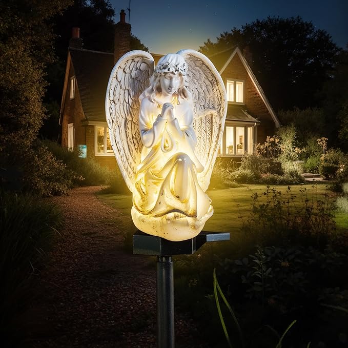 Garden Solar LED Light with Stake, Waterproof Outdoor Decor for Walkway Courtyard Party Decor, White Angel