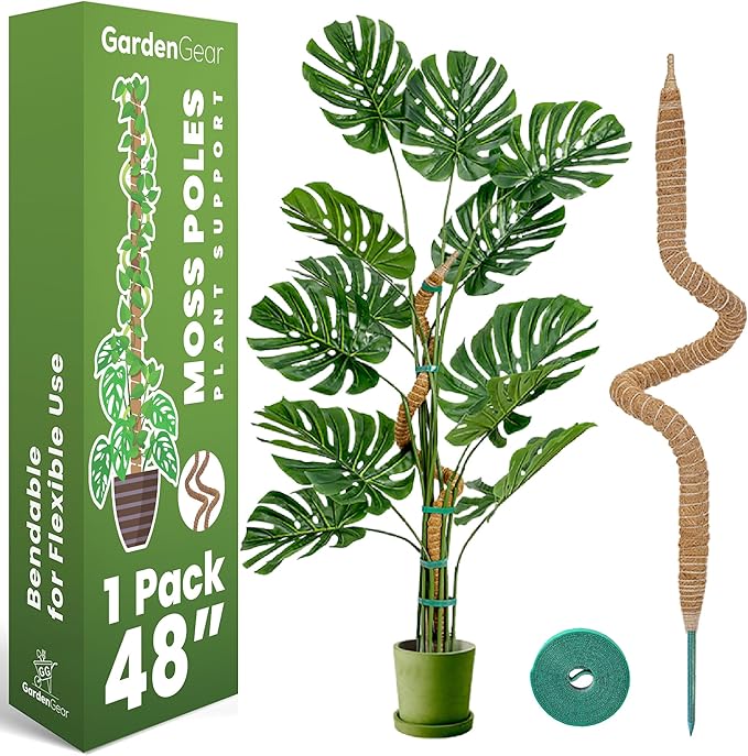 48 Inch Bendable Moss Pole Monstera Plant Support for Climbing Indoor Plants - Stakes for Potted Climbers - Tall Sticks Indoor Trellis for Houseplants - Accessories for Monstera Pot