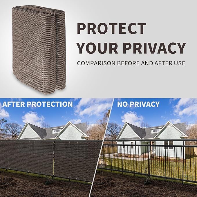 LOVE STORY Custom Size 2'6''x12' Brown Balcony Privacy Screen,UV Block Privacy Fence Screen,90% Shield for Outdoor Pool Garden Apartment Railing