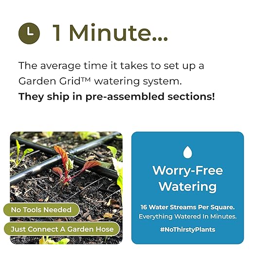 Garden Grid Watering System | Raised Garden Bed Drip Irrigation System – But Better | Pre-Assembled, Waters Every Plant Evenly, 2-Minute Setup | Square Foot Gardening Grid | US-Made (Cornerless, 3x6)
